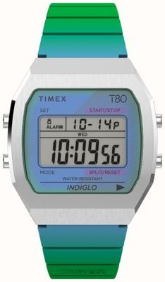 Timex Cyfrowa tarcza 80 (36 mm) / zielony pasek z żywicy TW2V74500