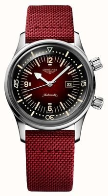 LONGINES Relógio com pulseira de tecido vermelho Legend Diver L33744402