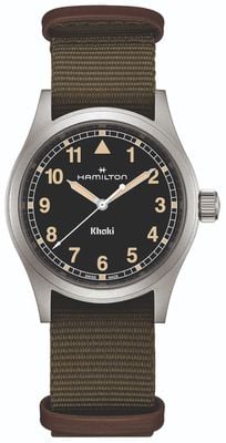 Hamilton Khaki Field Quartz (38mm) Black Dial / Green Textile Strap H69401930