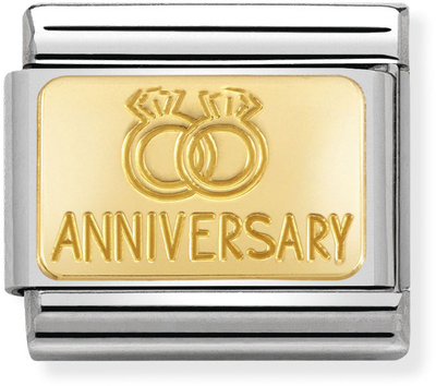 Nomination Classic Wedding Rings 18ct Gold & Steel Charm 030121/32