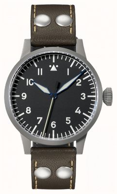 Laco Mülheim an der Ruhr Handaufzug (39 mm), schwarzes Zifferblatt / braunes Kalbslederarmband 862092