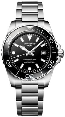 LONGINES Hydroconquest 自动腕表（39毫米）黑色漆面表盘/不锈钢表带 L37794566