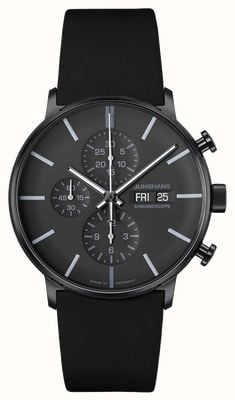 Junghans Forme un chronoscope (42mm) cadran noir & gris / bracelet cuir noir 27/4371.03