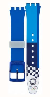 Swatch Tokyo 2020 blauwe siliconen band J54566