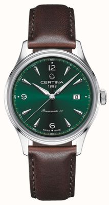 Certina Ds powermatic 80 кожаный ремешок с зеленым циферблатом C0384071609700