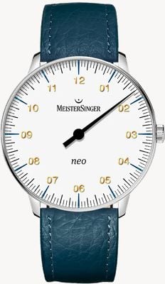 MeisterSinger Neo Sapphire (36mm) White Dial / Ocean Blue Leather Strap NES901G-SB114