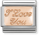 Nomination Classic I Love You 9ct Rose Gold & Steel Charm 430101/30