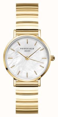 Rosefield Kleines Edit (26 mm) weißes Perlmuttzifferblatt / vergoldetes Edelstahlarmband SEWGSG-SE02