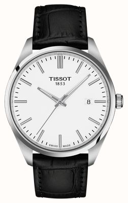Tissot Pr 100 クォーツ (40mm) ホワイト文字盤 / ブラックレザーストラップ T1504101601100
