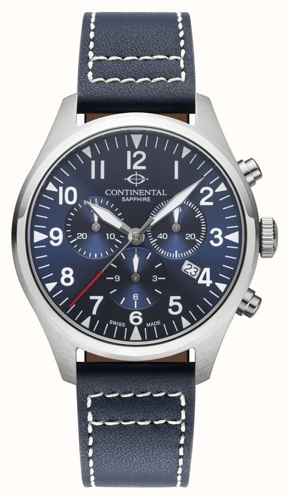 Continental Aviation Chronograph (42mm) Blue Dial Blue Leather