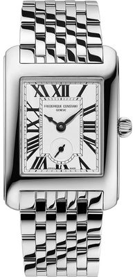 Frederique Constant Montre Carrée petite seconde (25,2 mm), cadran rectangulaire blanc / bracelet en acier inoxydable FC-235S2C6B