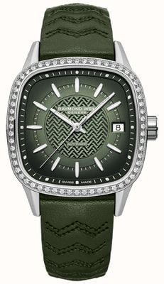 Raymond Weil Women's Freelancer Automatic 60 Diamond (34.5mm) Green Dial / Green Leather Strap 2490-SCS-52051