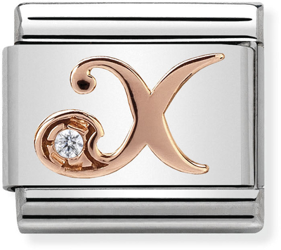 Nomination Classic Letter X 9ct Rose Gold & Steel Charm 430310/24