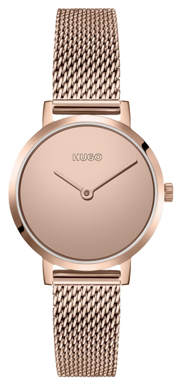 HUGO #chÃ©rir | cadran en or rose | bracelet en maille pvd montre