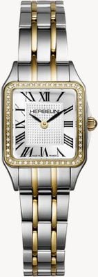 Herbelin Luna Mini Diamond Quartz (20mm) Silver Guilloché Dial / Two-Tone Stainless Steel Bracelet 17407BT54Y08