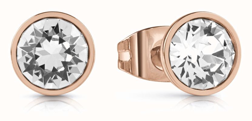 Guess Rose Gold Plated 8mm Clear Solitaire Crystal Stud Earrings JUBE02159JWRGT/U
