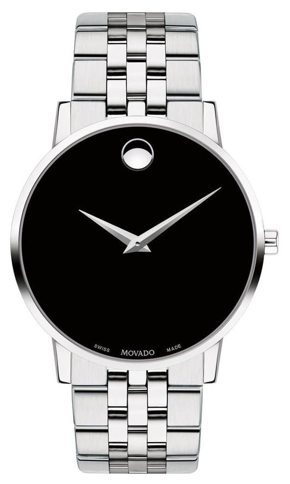 Movado homme, cadran noir, bracelet en acier montre