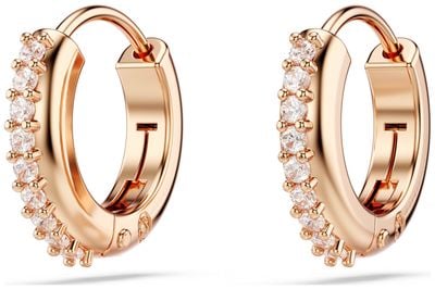 Swarovski Matrix Hoop Earrings White Crystals Rose Gold-Tone Plated 5690669