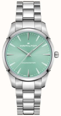 Hamilton Jazzmaster Quarz (40 mm) türkisfarbenes Zifferblatt mit Sonnenschliff / Edelstahlarmband H32461161