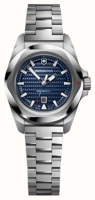 Victorinox I.n.o.x. kleine Automatik (32 mm) blaues gemustertes Zifferblatt / Edelstahlarmband 242026