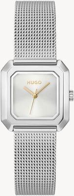 HUGO #nocciola a tre lancette al quarzo (24 mm) quadrante argento / bracciale in maglia di acciaio inossidabile 1540183