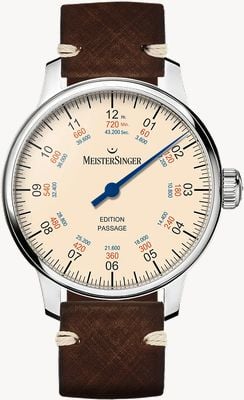 MeisterSinger Limited Edition Passage (43mm) Ivory Dial / Brown Leather Strap ED-PASSAGE_SVSL02