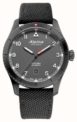 Alpina Starttimer-Pilotautomatik (41 mm), graues Zifferblatt / graues Gummi AL-525G4TS26
