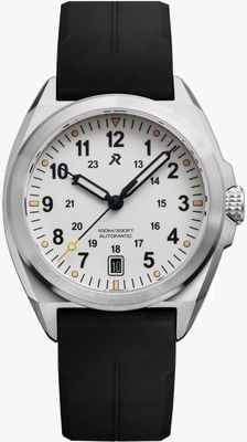 RZE Valour 38 Automatic (38mm) Whistler White Dial / Black HexaFlex Rubber Strap VAL-38-WW