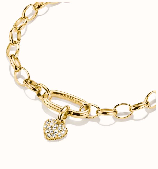 Thomas Sabo Charm Club Connect Hello Kitty 18ct Yellow Gold Plated Pavé Cubic Zirconia Heart Charm CC1370-M01-14 - vista alternativa 2