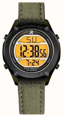 RZE Utd-8000 マルチファンクション セラコート (42mm) イエローディスプレイ / ODグリーンキャンバスストラップ UTD-8000-CKG
