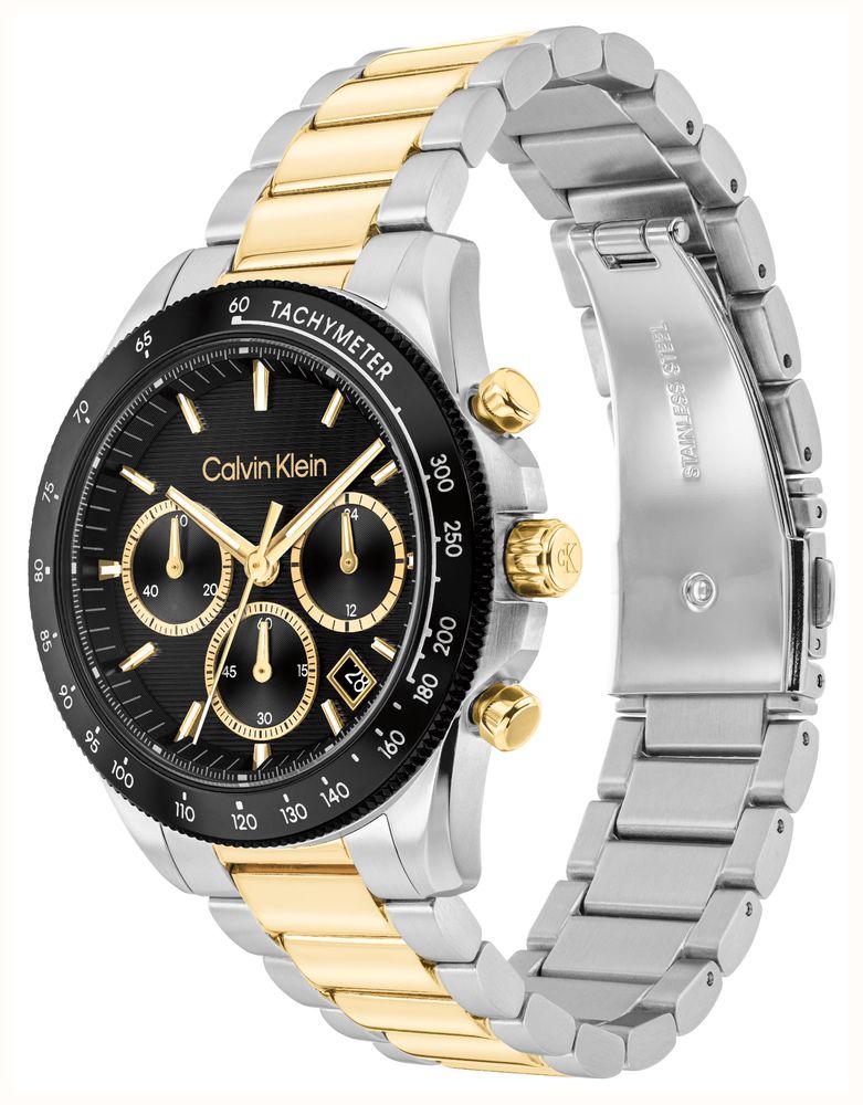 Calvin Klein Sport Luxe Quartz Chronograph (40mm) Black Dial / Two-Tone Stainless Steel Bracelet 25200608 - vista alternativa 2