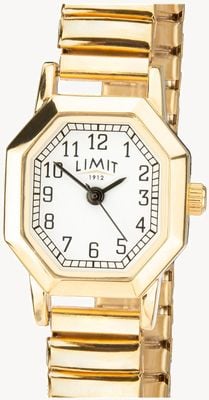 Limit | uitbreidbare armband voor dames in goudkleur | witte wijzerplaat | 6498