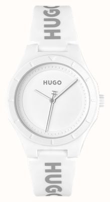 HUGO #lit (36 mm) pour femme, cadran blanc / bracelet en silicone blanc 1540165