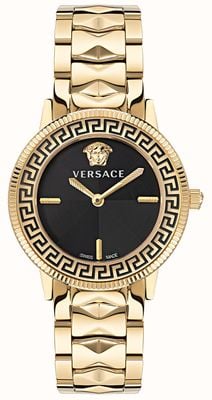 Versace V-tribute (36 mm) esfera negra / acero inoxidable pvd dorado VE2P00622