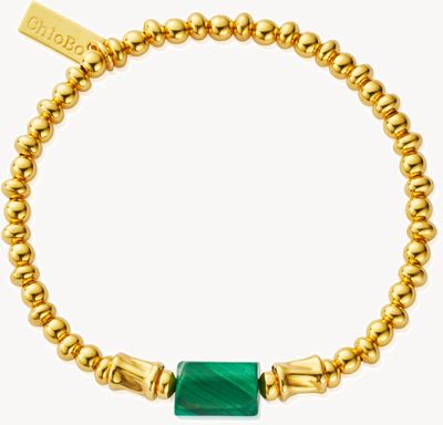 ChloBo Protection Spirit Stone Bracelet - Malachite - 18ct Gold Plated (18cm) GBSSM