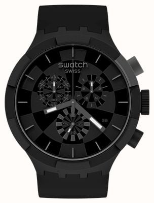 Swatch Checkpoint zwarte big bold chrono (47 mm) zwarte chronograaf wijzerplaat / zwarte siliconen band SB02B400