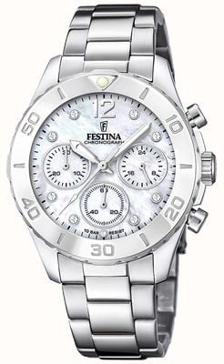 Festina Ladies Chrono Watch With CZ Sets & Steel Bracelet F20603/1