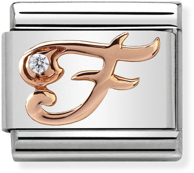Nomination Classic Letter F 9ct Rose Gold & Steel Charm 430310/06