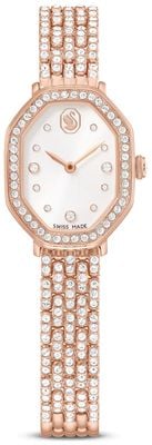 Swarovski Dextera Achteck (23 mm) silbernes Sonnenschliff-Zifferblatt / Kristallbesetzte Roségold-PVD-Edelstahlarmband 5749449