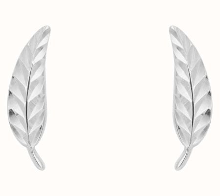 Elements Gold 9ct White Gold Feather Stud Earrings GE2432
