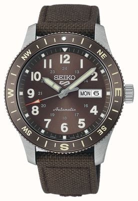 Seiko Montre 5 Sports Field en coyote marron (41 mm), cadran brun soleillé / bracelet en nylon marron foncé HDB009K1