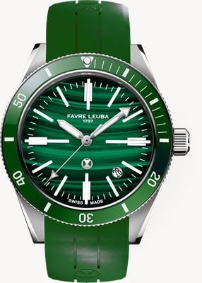 Favre Leuba Deep Raider Renaissance automatique (40 mm) cadran malachite / bracelet en caoutchouc vert 00.20308.101.51.303