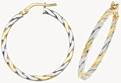 9CT YEL/WHT GOLD 25MM HOOP EARRINGS ER1041YW-25