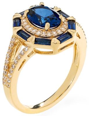 Burren Jewellery Art Deco Style With Cubic Zirconia And Blue Spinel Cluster Ring R1589