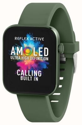 Reflex Active Series 40 Amoled Smart Calling Watch (36mm) Green Silicone Strap RA40-2212