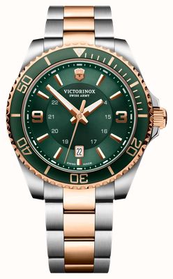 Victorinox Maverick duża (43 mm) zielona tarcza / dwukolorowa bransoleta ze stali nierdzewnej 242008