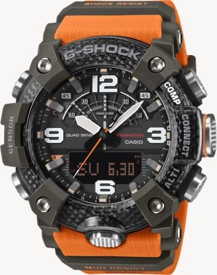 Casio G-Shock Master of G Mudmaster Carbon（51.3毫米）双显/橙色树脂表带 GG-B100X-1A9ER