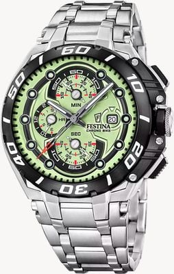 Festina Chrono Bike 2026 (46mm) Green Dial / Stainless Steel Bracelet F20754/3