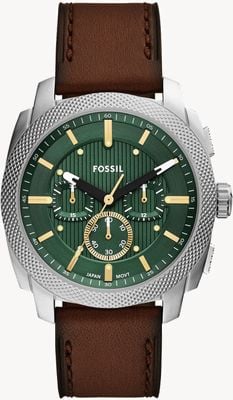 Fossil Machine Chronograph (44mm) Green Dial / Brown Leather Strap FS6100