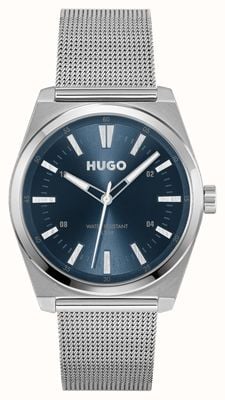 HUGO #ark (40 mm) blaues Zifferblatt / Edelstahl-Mesh-Armband 1530439